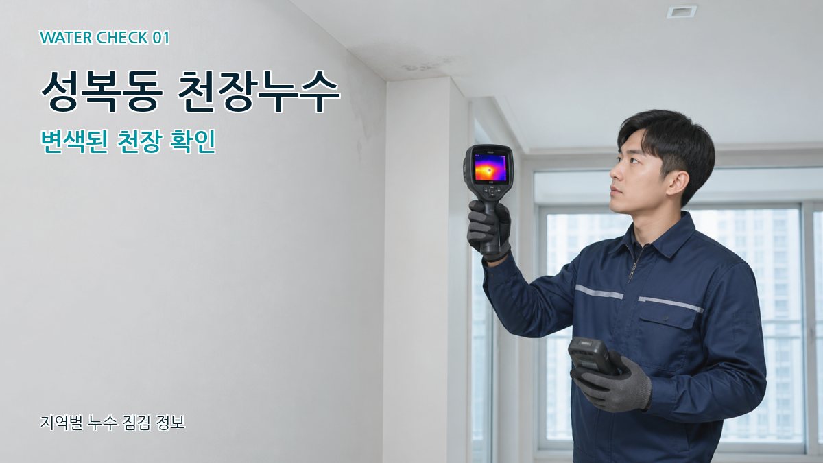 성복동 천장누수 변색된 천장 확인