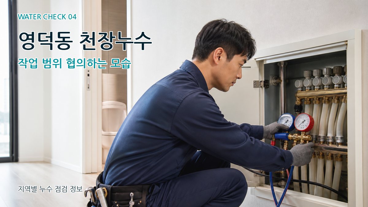 영덕동 천장누수 작업 범위 협의하는 모습